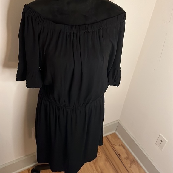 C off the shoulder black tiered elastic waist pull over midi Boho dress Sz  XL - Picture 3 of 7